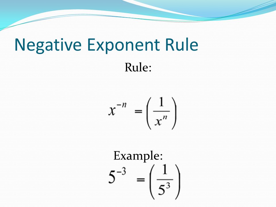 Negative Exponent Rule Rule: Example: