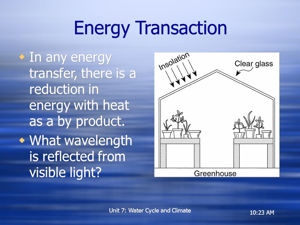 10:23 AM Energy Transaction  In any energy transfer, there is a reduction in energy with heat as a by product.