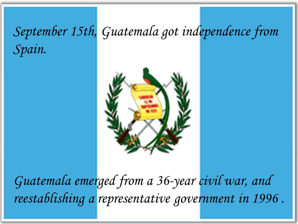 September 15th, Guatemala got independence from Spain.