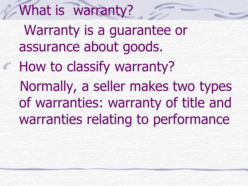 Warranty Goods