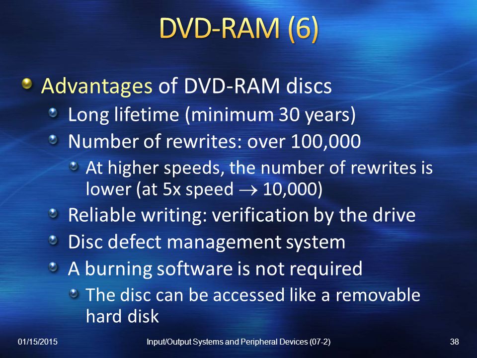 Classification of Optical Discs Compact Disc Physical Medium Data  Organization and Encoding CD-ROM Drive Compact Disc Types DVD Blu-ray Discs  01/15/20151Input/Output. - ppt download