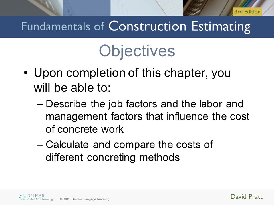chapter 11 pricing concrete work objectives upon completion of this construction job pricing