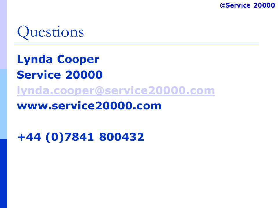 ©Service Questions Lynda Cooper Service (0)