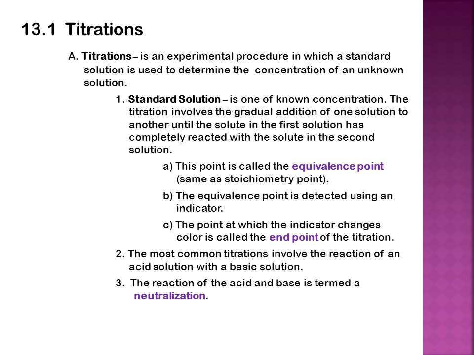 13.1 Titrations A.