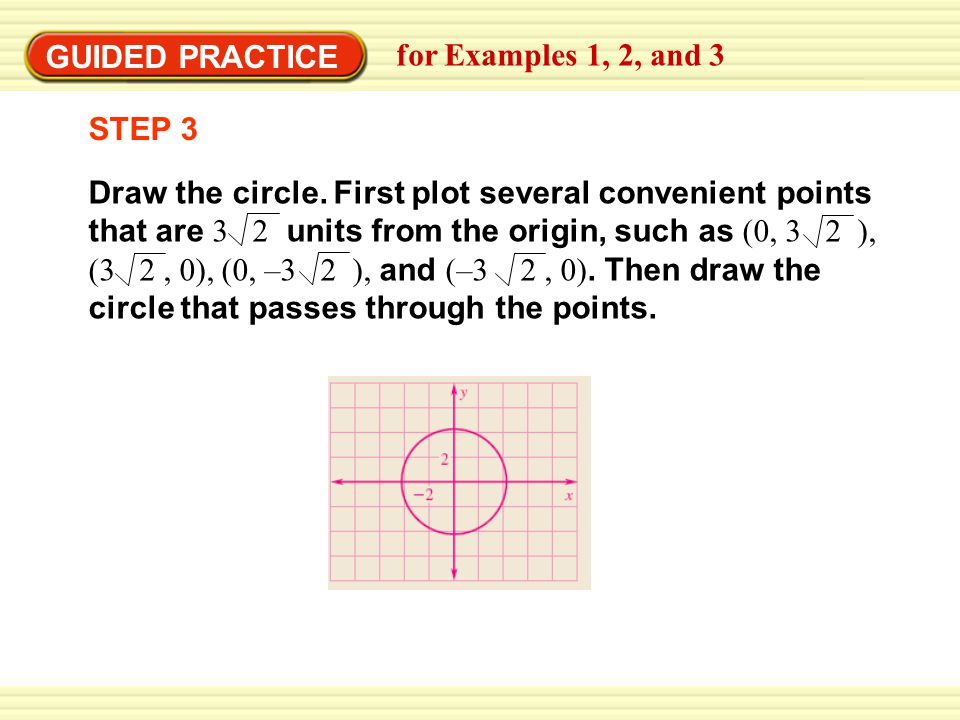 GUIDED PRACTICE for Examples 1, 2, and 3 STEP 3 Draw the circle.