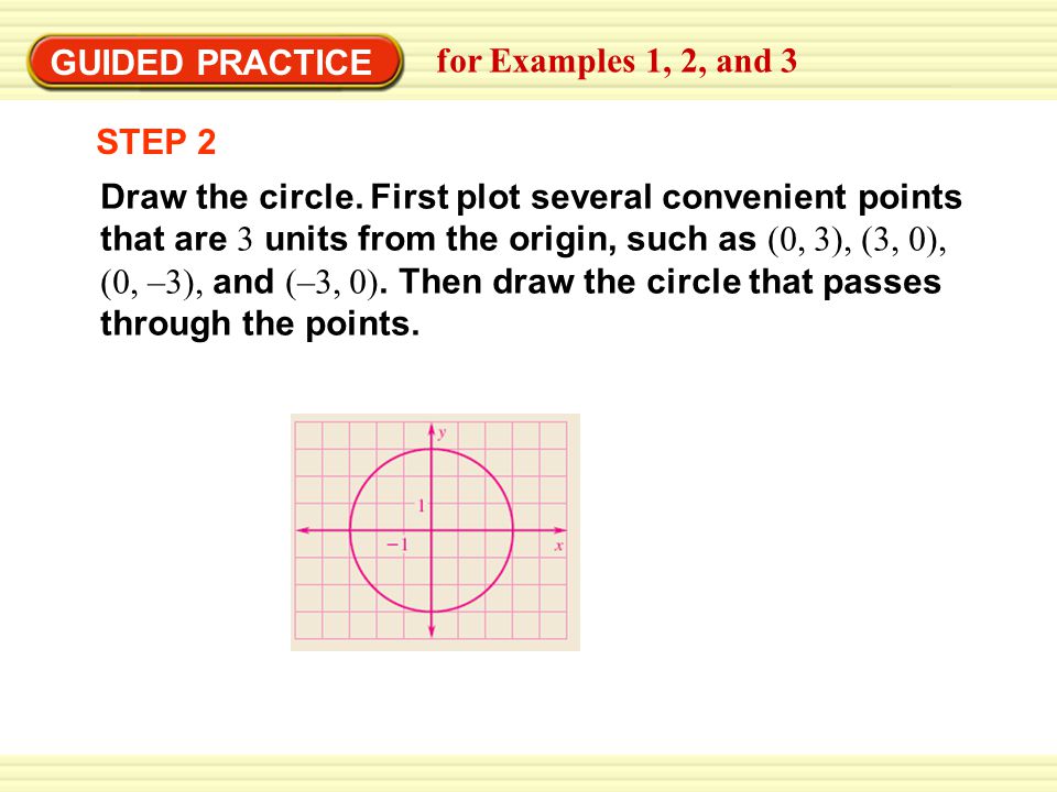 GUIDED PRACTICE for Examples 1, 2, and 3 STEP 2 Draw the circle.