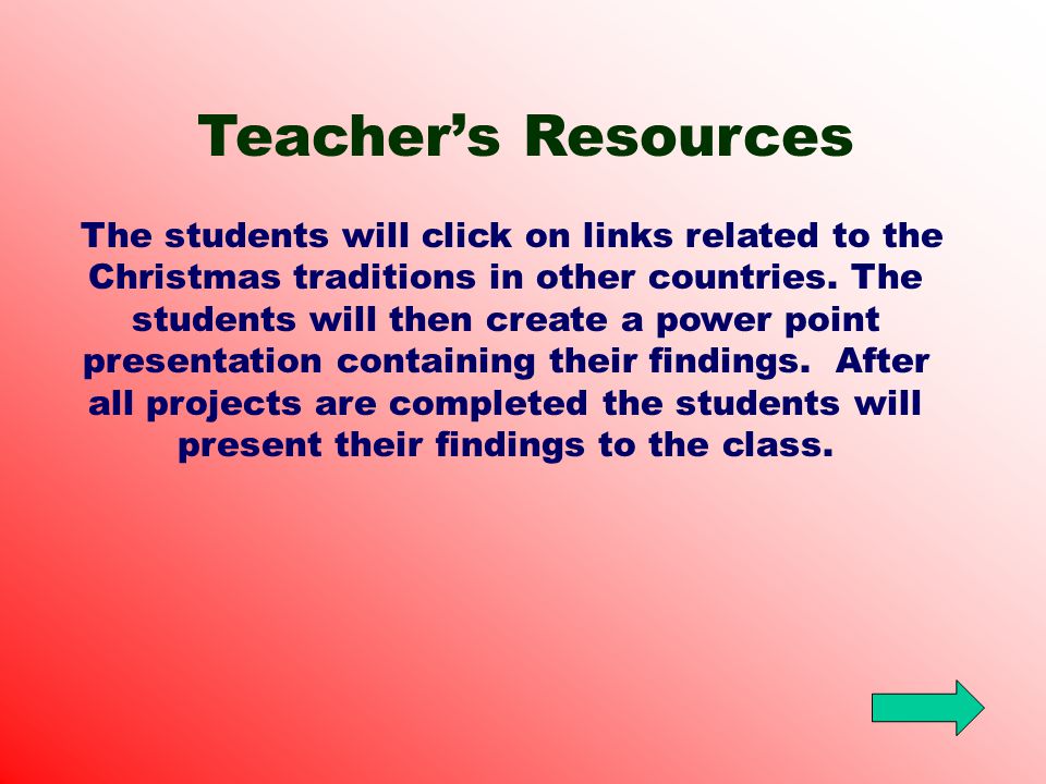 The students will click on links related to the Christmas traditions in other countries.