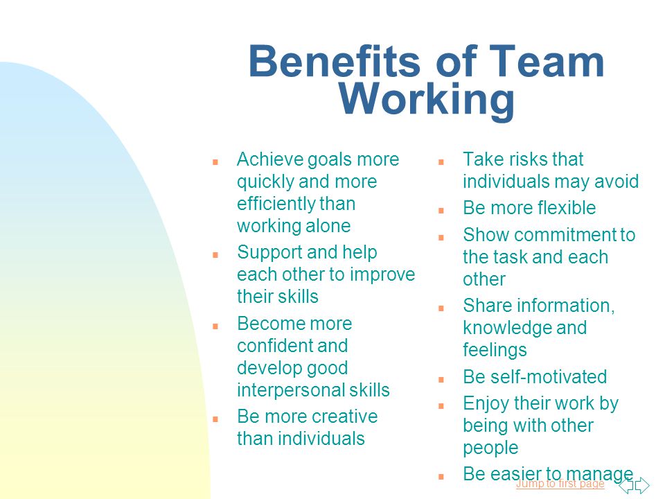 jump to first page team building what is a team and how benefits of working on a team