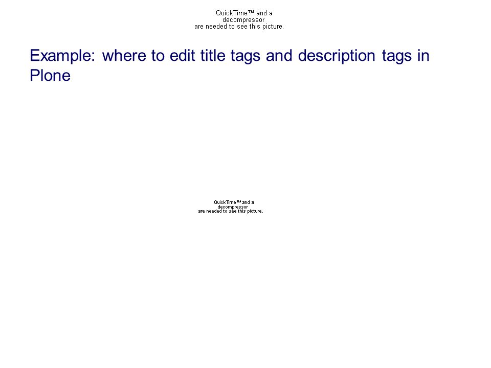 Example: where to edit title tags and description tags in Plone