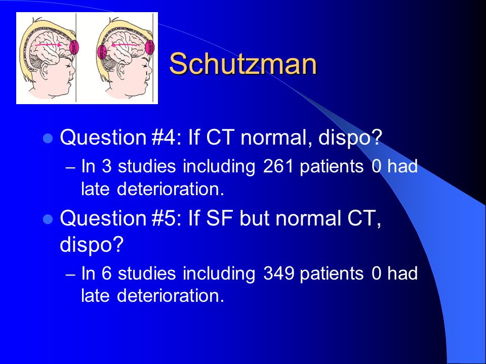 Schutzman Question #4: If CT normal, dispo.