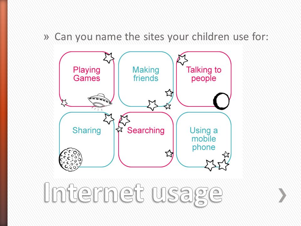 » Can you name the sites your children use for: