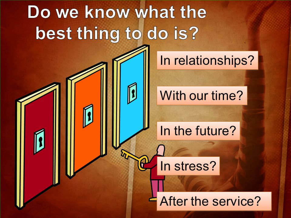 In relationships With our time In the future After the service In stress