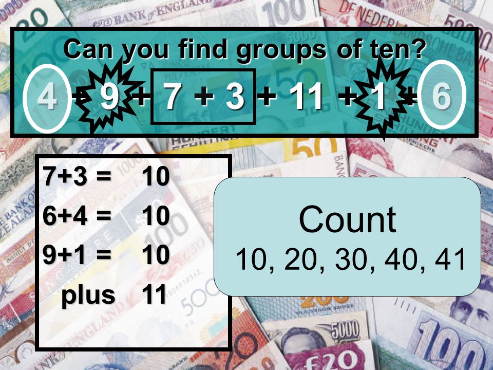 Can you find groups of ten.