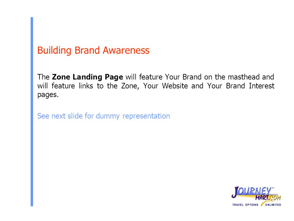 The Zone Landing Page will feature Your Brand on the masthead and will feature links to the Zone, Your Website and Your Brand Interest pages.