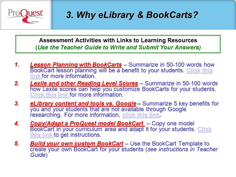 1.Lesson Planning with BookCarts – Summarize in words how BookCart lesson planning will be a benefit to your students.