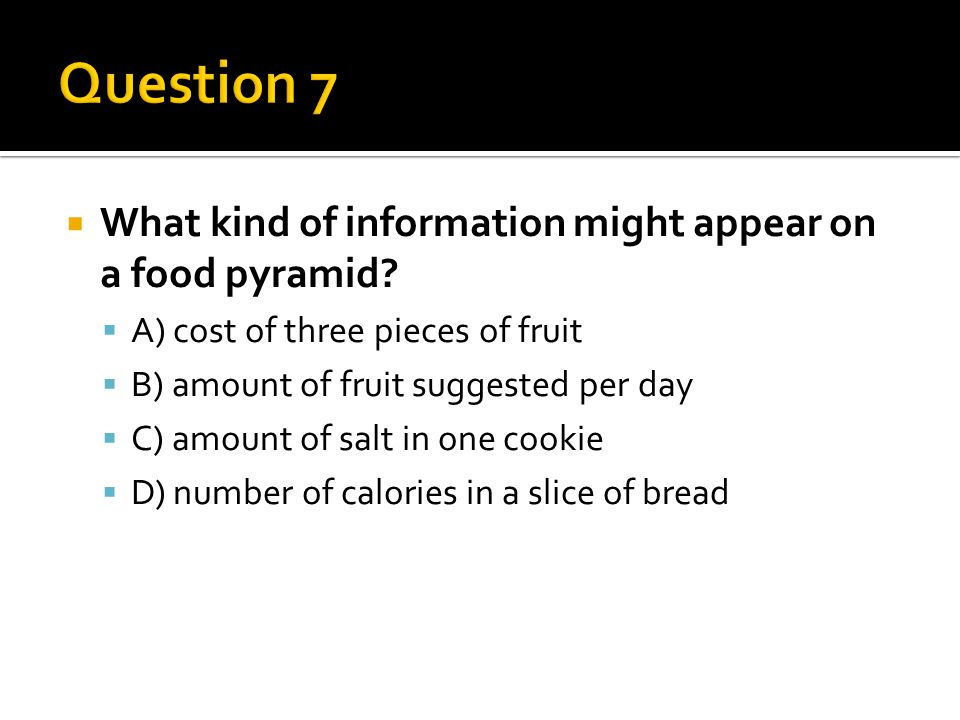  What kind of information might appear on a food pyramid.