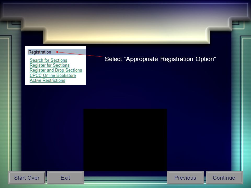 Select Appropriate Registration Option Start OverPreviousContinueExit