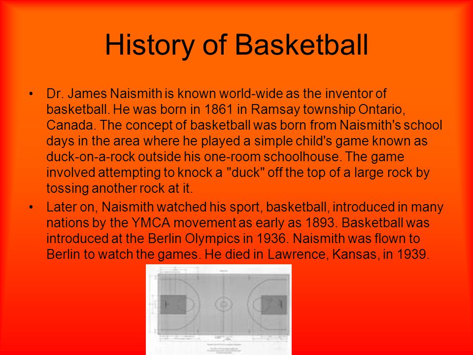 History of Basketball Dr. James Naismith is known world-wide as the inventor of basketball.