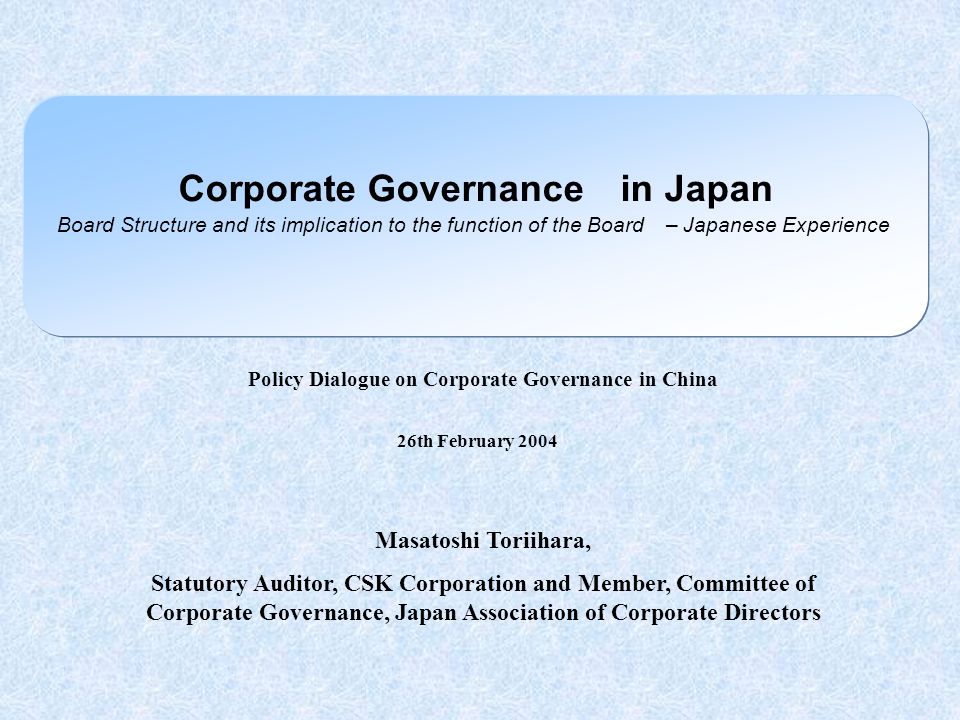 corporate governance in japan board structure and its implication to