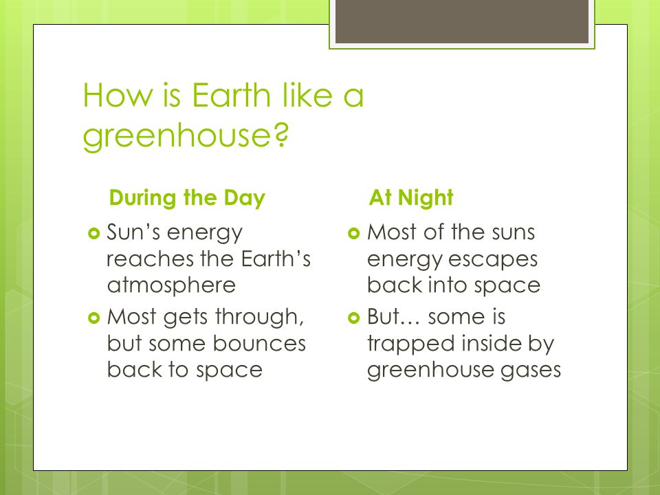 How is Earth like a greenhouse.