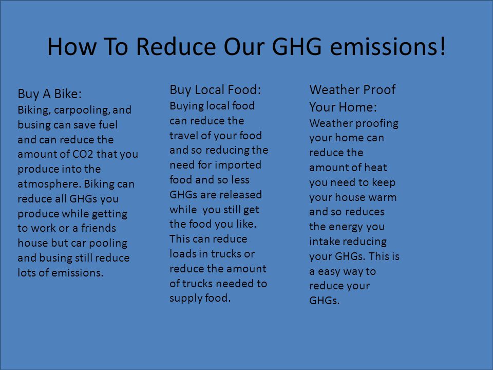 How To Reduce Our GHG emissions.