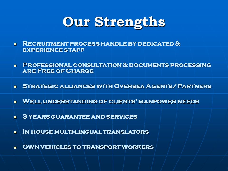 Your Partner in Foreign Manpower Dedicated & Professional Support in Recruiting of Foreign Manpower at ZERO COST