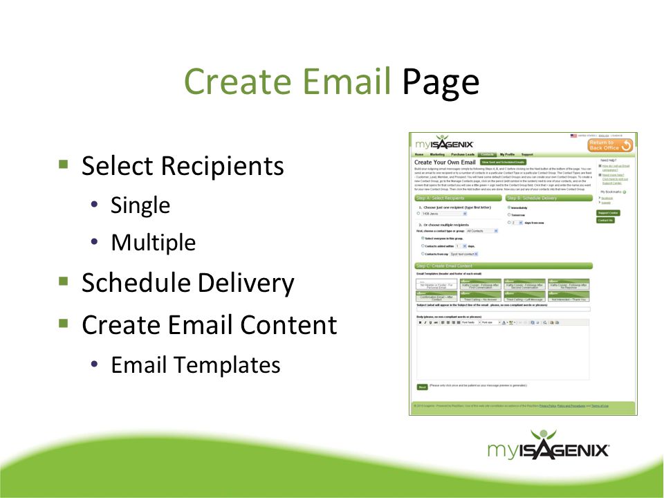 Create  Page  Select Recipients Single Multiple  Schedule Delivery  Create  Content  Templates
