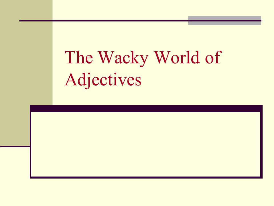 The Wacky World of Adjectives