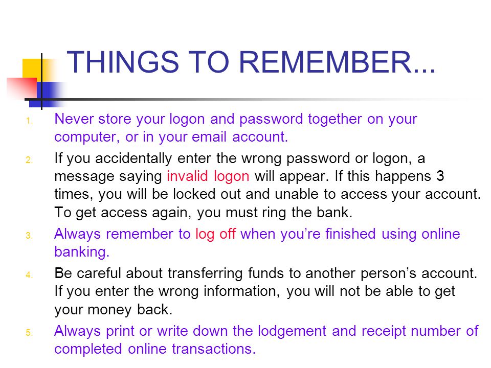 THINGS TO REMEMBER