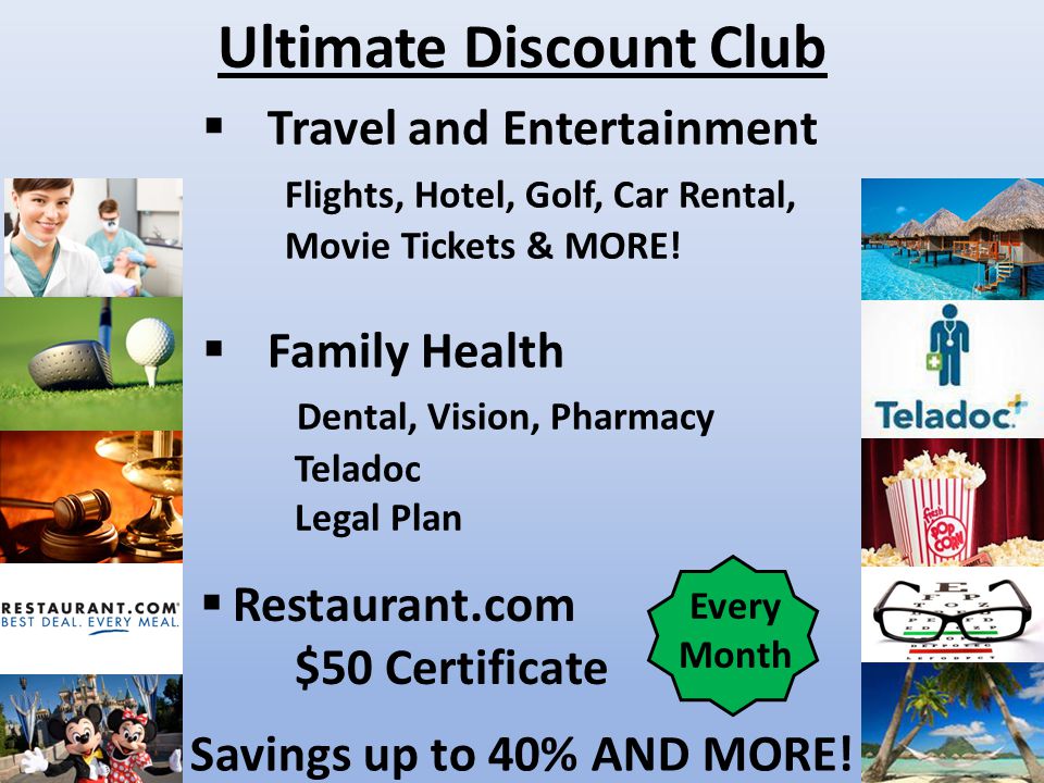 Ultimate Discount Club  Travel and Entertainment Flights, Hotel, Golf, Car Rental, Movie Tickets & MORE.
