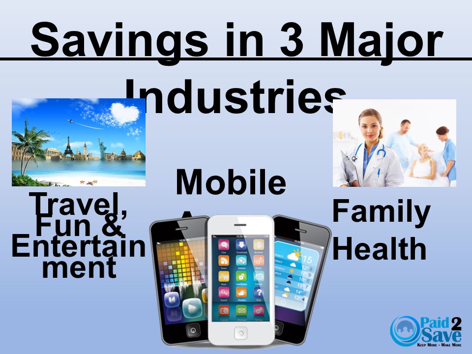 Savings in 3 Major Industries Family Health Mobile App Travel, Fun & Entertain ment