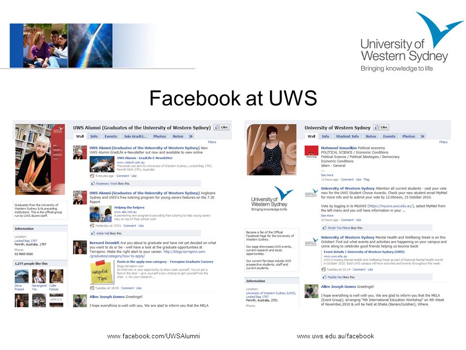 Facebook at UWS