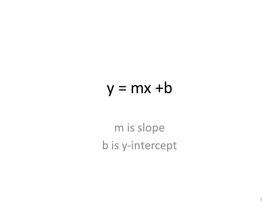 y = mx +b m is slope b is y-intercept 5