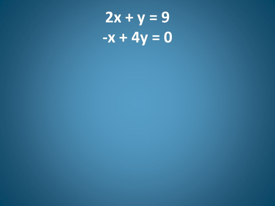 2x + y = 9 -x + 4y = 0