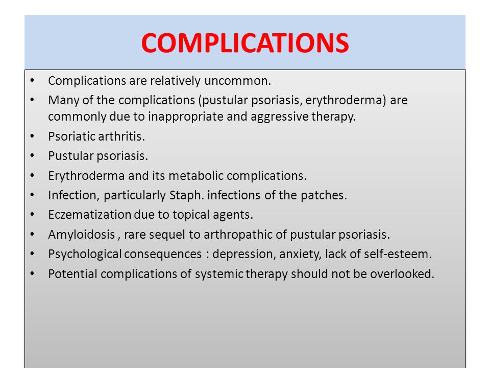 complications of psoriasis slideshare