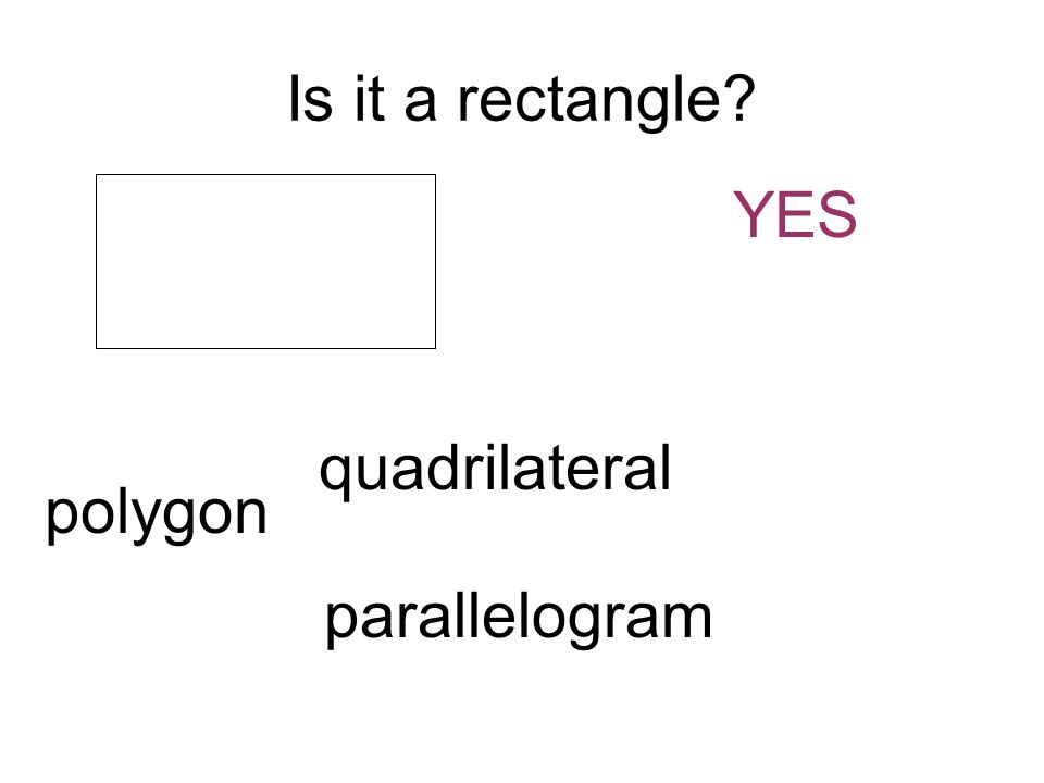 Is it a rectangle YES polygon quadrilateral parallelogram
