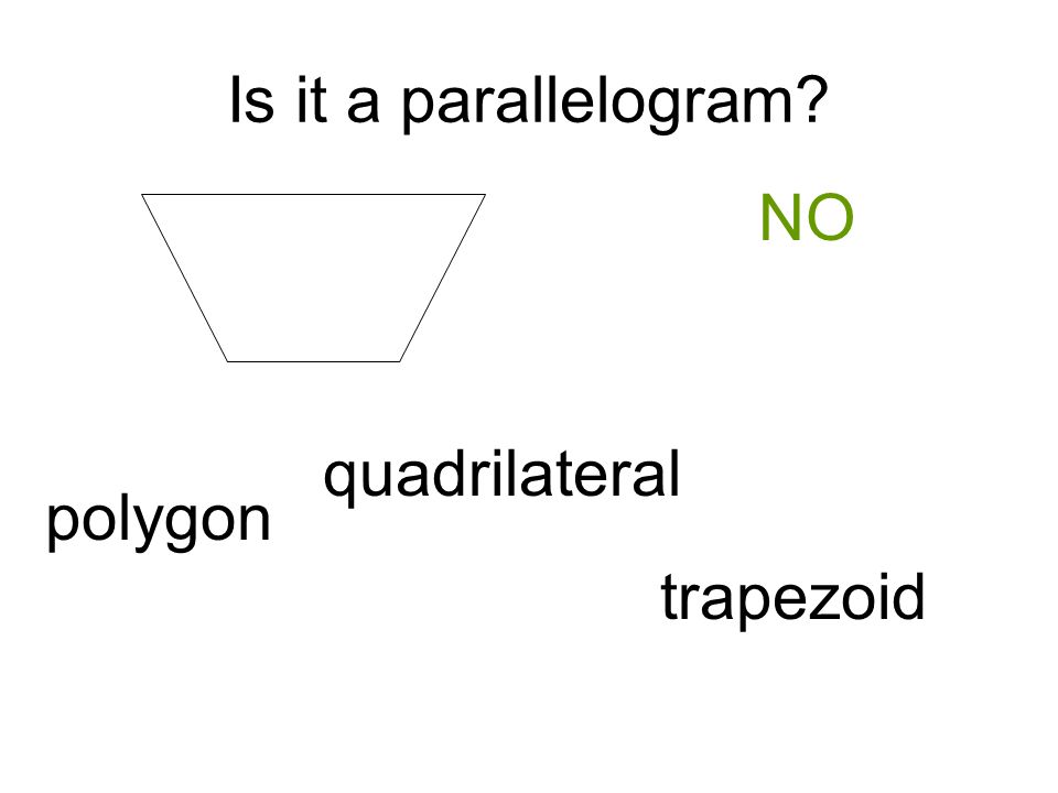 Is it a parallelogram NO polygon quadrilateral trapezoid