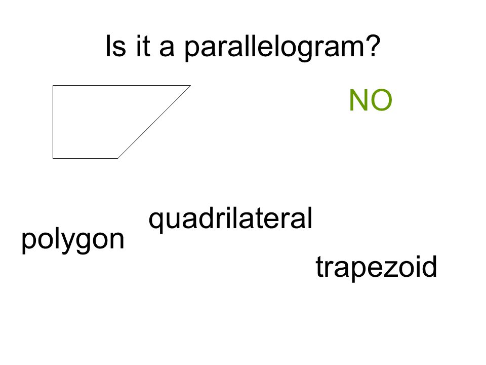Is it a parallelogram NO polygon quadrilateral trapezoid