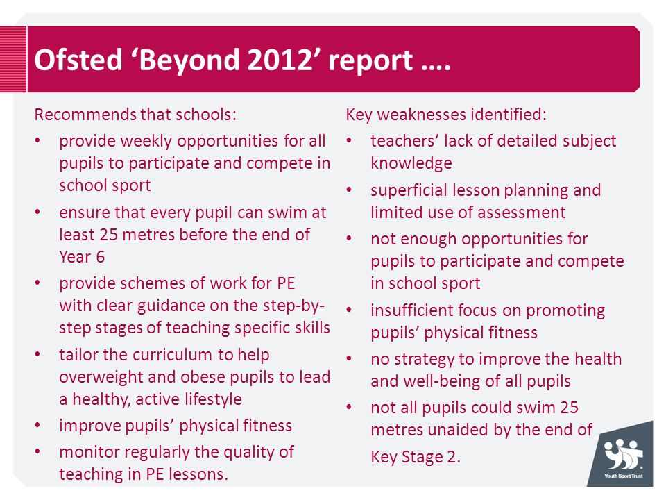 Ofsted ‘Beyond 2012’ report ….