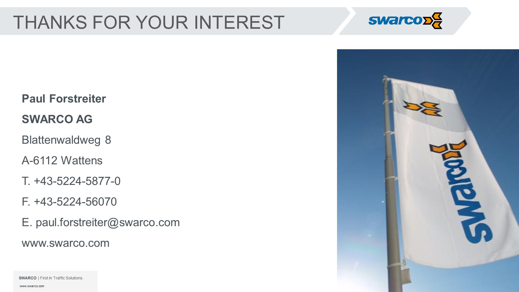 SWARCO | First in Traffic Solutions.