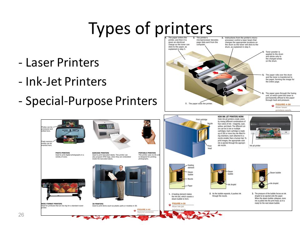 Types of printers - Laser Printers - Ink-Jet Printers - Special-Purpose Printers 26