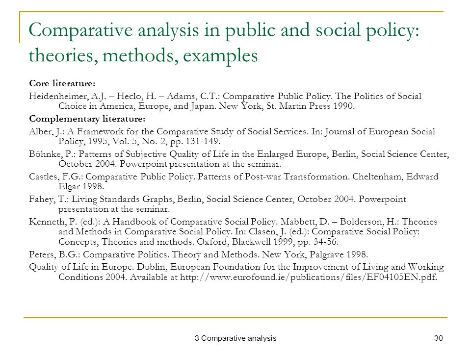 Comparative analysis: principles and approaches Course European Social  Policy. - ppt download