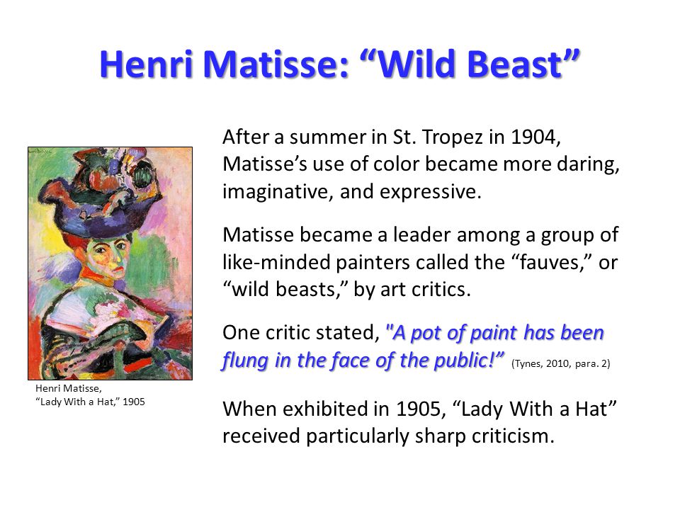 Henri Matisse was born in Northern France in 1869.