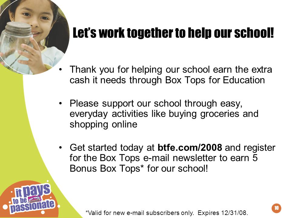 10 Let’s work together to help our school.