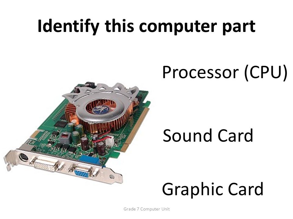 Identify this computer part Graphic Card Sound Card Processor (CPU) Grade 7 Computer Unit