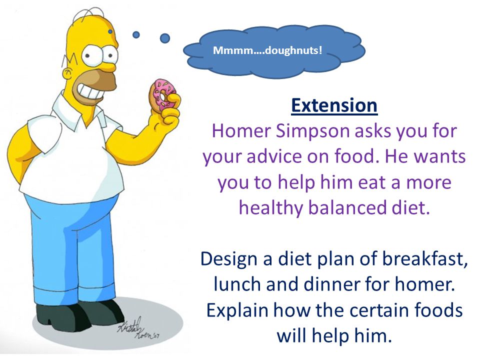 Extension Homer Simpson asks you for your advice on food.