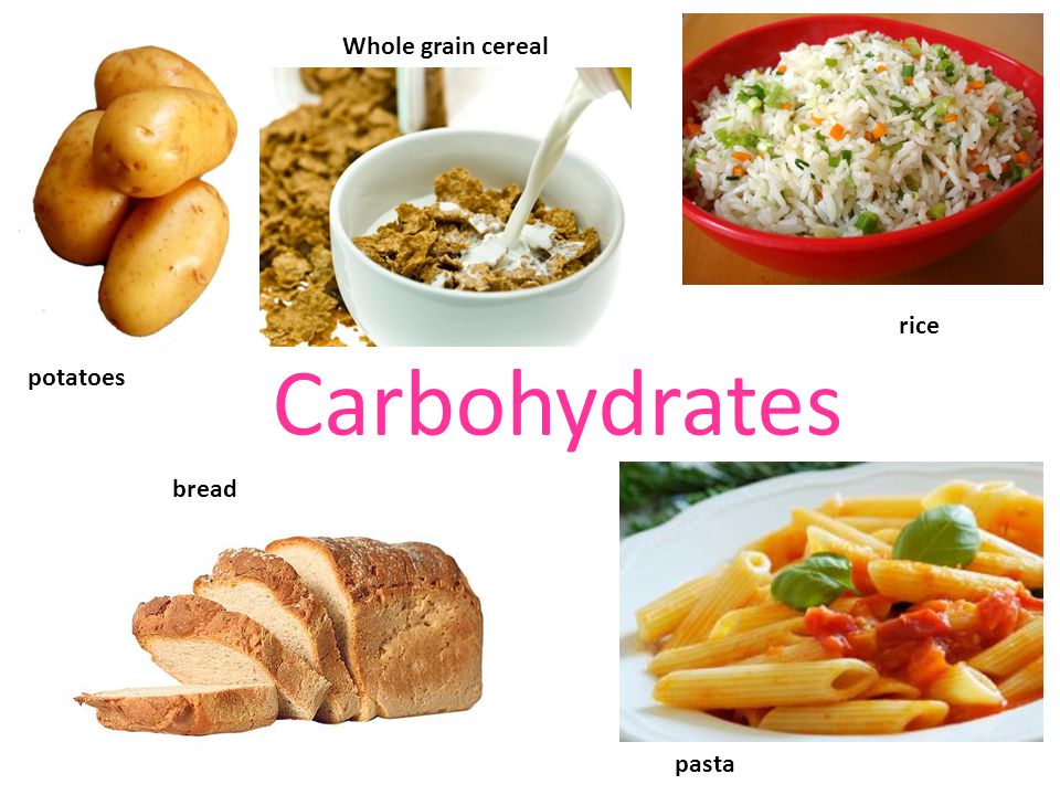 Carbohydrates potatoes Whole grain cereal rice bread pasta