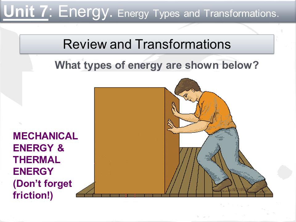 What energy transformation occurs when an electric lamp is turned on.