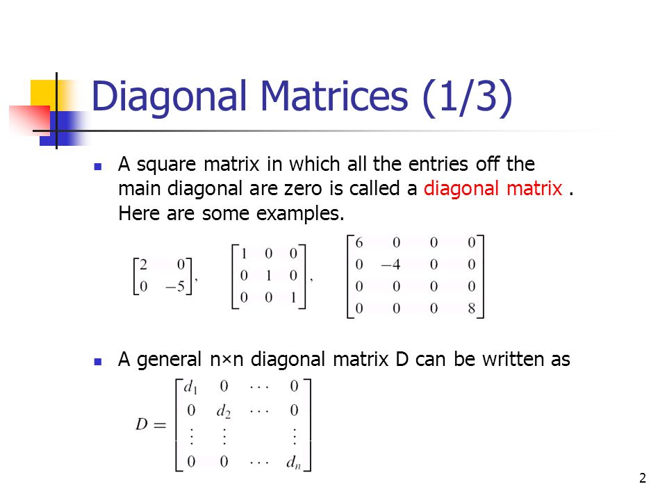 investing a diagonal matrix examples