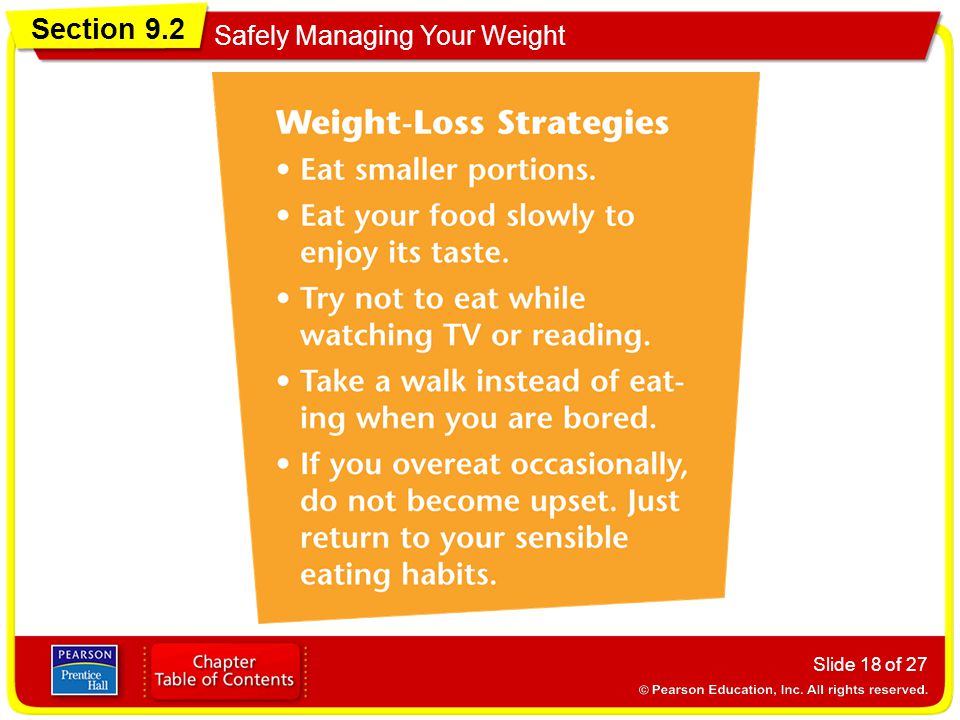 Section 9.2 Safely Managing Your Weight Slide 18 of 27